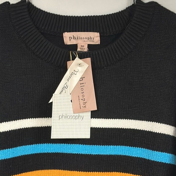 Super Cute Philosophy Multi-color  Striped Sweater NWT,  S/P,  Washable - Picture 2 of 7